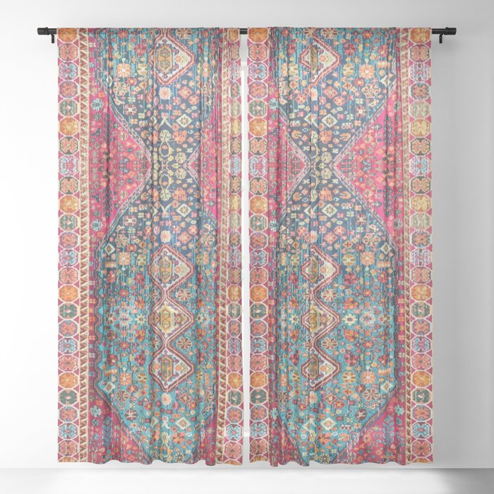 N131 - Heritage Oriental Vintage Traditional Moroccan Style Design Sheer Curtain