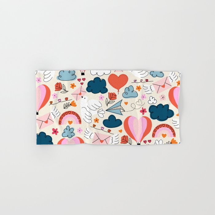 Love Is In The Air Valentines Pattern Hand & Bath Towel