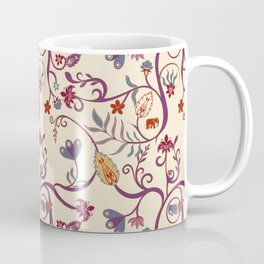 Boho Burgundy and Cream Floral Pattern Coffee Mug