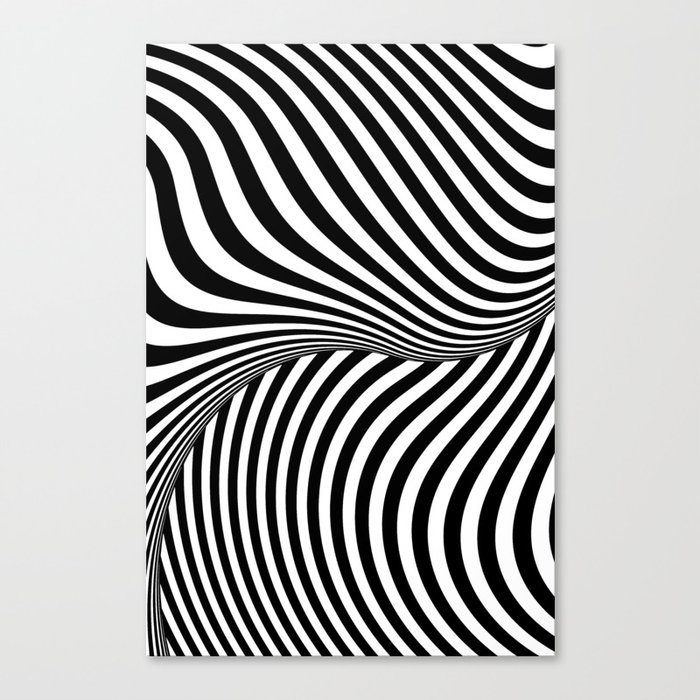 Black And White Op-Art Optical Illusion Retro Graphic Canvas Print
