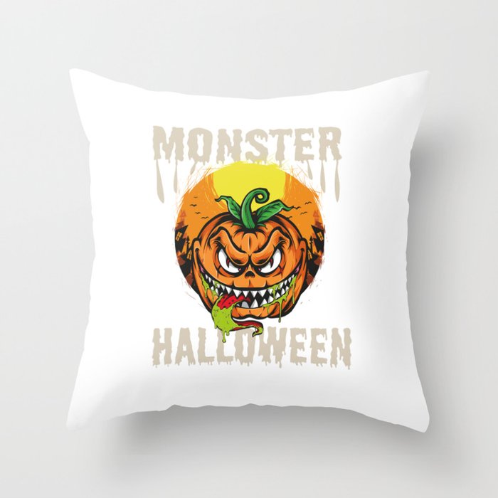 Monster pumpkin Halloween Throw Pillow