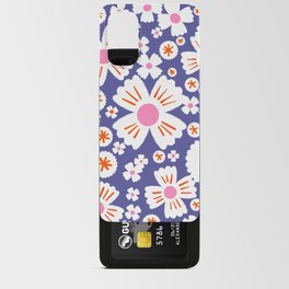 Modern Retro Periwinkle Daisies With Pink Android Card Case