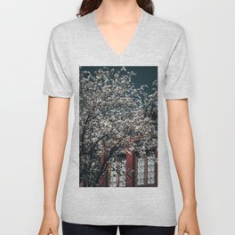 New York City Cherry blossom V Neck T Shirt