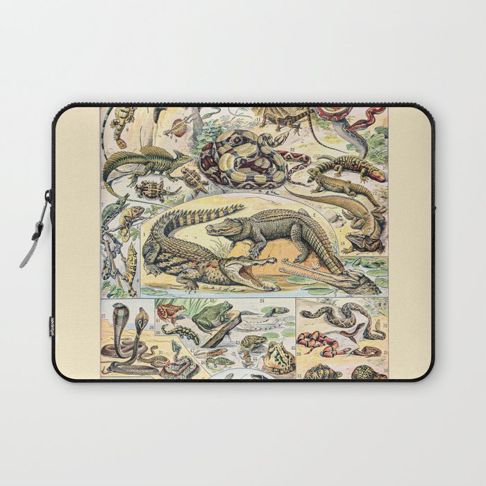 Reptiles by Adolphe Millot // 19th Century Snakes Lizards Alligators Science Textbook Artwork Laptop Sleeve