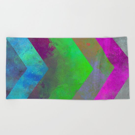 Textured Direction - Abstract, multi coloured, geometric painting Beach Towel