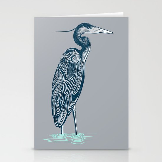 Bewitching blue heron Stationery Cards