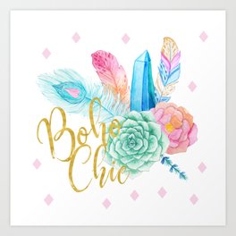 Boho chic brush script girly bohemian blue and pink flowers and feathers Art Print | Boho, Painting, Bohochic, Chic, Watercolor, Pastel, Pink, Girly, Brushscript, Colorful 