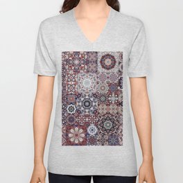 Mediterranean Decorative Tile Print XVIII V Neck T Shirt