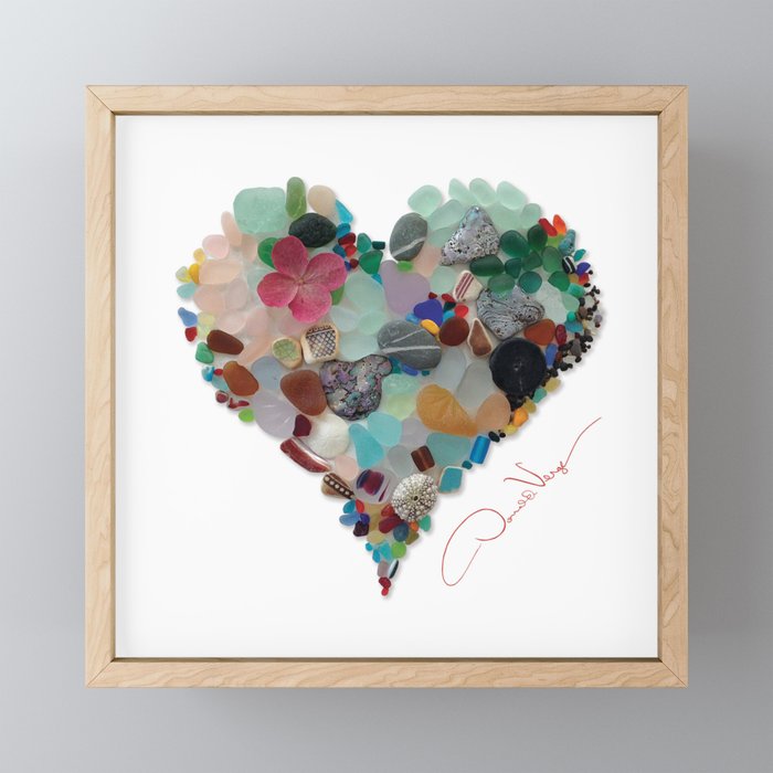 Love -  Sea Glass Heart A Unique Birthday & Father’s Day Gift Framed Mini Art Print