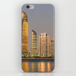 Abu Dhabi Seascape with skyscrapers in the background at evening iPhone Skin