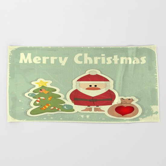 Merry Christmas Beach Towel