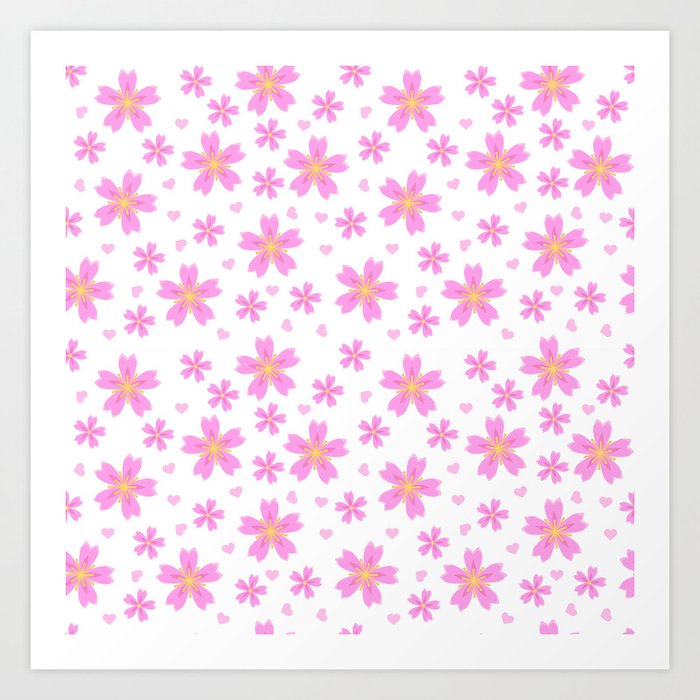 Cherry Blossom Flower Pattern 09 Art Print