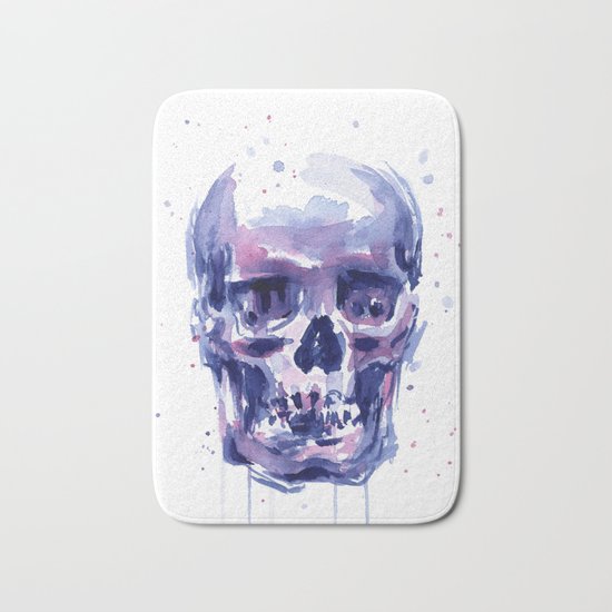 Skull Watercolor Purple Colorful Bath Mat
