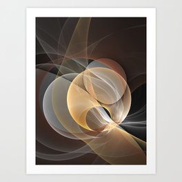 Brown, Beige And Gray Abstract Fractals Art Art Print