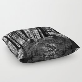 Amongst the Snow Laden Trees in Black and White   Floor Pillow