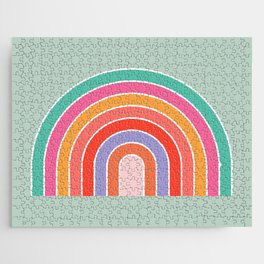 Retro Colorful Rainbow Mint Print Modern Rainbow Jigsaw Puzzle