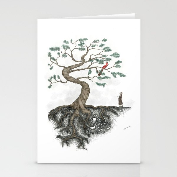 His Sister Buried All his Bones under the Juniper Tree (color) Stationery Cards