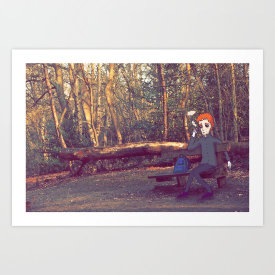 Smoking Bench Art Print