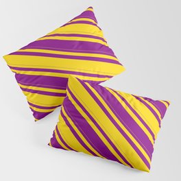 [ Thumbnail: Yellow and Purple Colored Stripes/Lines Pattern Pillow Sham ]