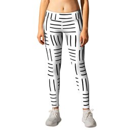 Minimalist Weave Grid Pattern (black/white) Leggings