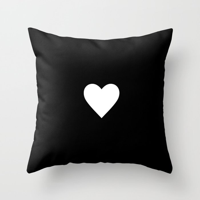 Black White Heart Love Throw Pillow