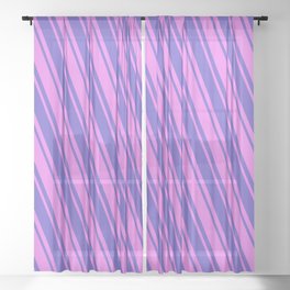[ Thumbnail: Slate Blue and Violet Colored Pattern of Stripes Sheer Curtain ]