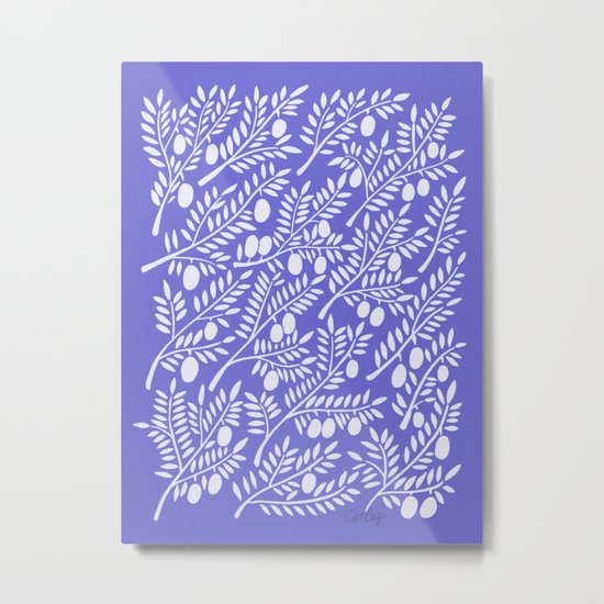 Olive Branches – Periwinkle Metal Print