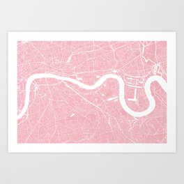 London, UK, City Map - Pink Art Print