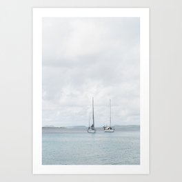 Sailing around the carribean islands | Sail boats in the ocean photography print Art Print