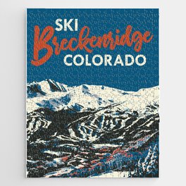 Blue Breckenridge Vintage Ski Poster Jigsaw Puzzle