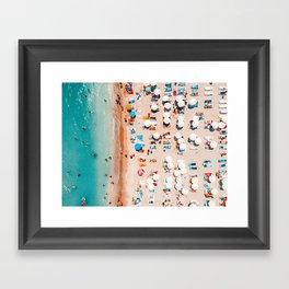People On Beach, Aerial Beach Drone Photography, Summer Vibes Photography, Ocean Wall Art Print, Sea Art Print Framed Art Print