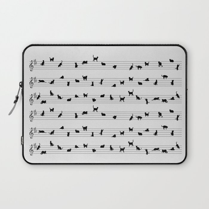 Cute Conceptual Cat Song Music Notation Laptop Sleeve