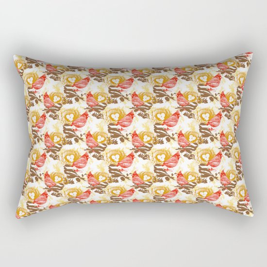 Cardinal Chickadee Pattern Rectangular Pillow