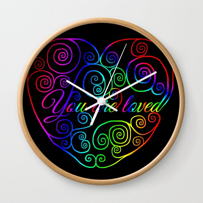 Rainbow You are Loved Heart Wall Clock