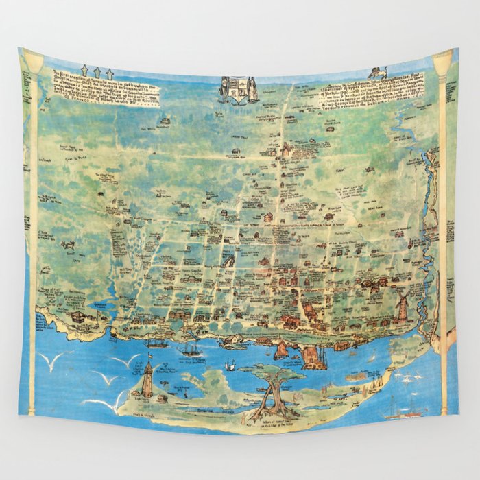 1834 Vintage Map of Toronto / York Wall Tapestry