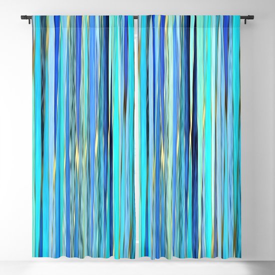 Turquoise Blue Gold Abstract Striped, Turquoise Blue Curtains