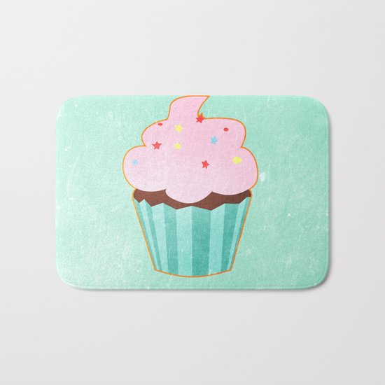Cupcake tasty, sweet illustration Bath Mat