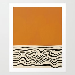 Wavy Lines - Minimalist Abstract Mid-Century Modern (Copper) Art Print