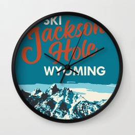 Ski Jackson Hole Wyoming Vintage Ski Poster Wall Clock | Wyoming, Vintage, Ski, Skiing, Jacksonhole, Snowboarding, Retro, Graphicdesign, Mountains, Rockymountains 