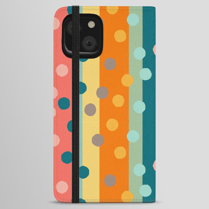 Large Mod Stripes and Wonky Circles iPhone Wallet Case