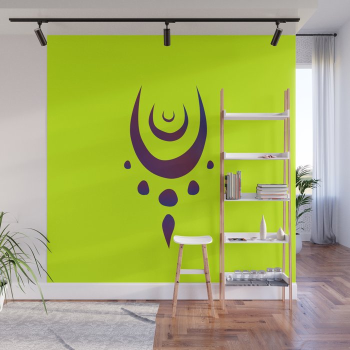 Purple dream catcher on a bright acid yellow background Wall Mural