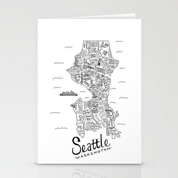 Seattle Map Stationery Cards