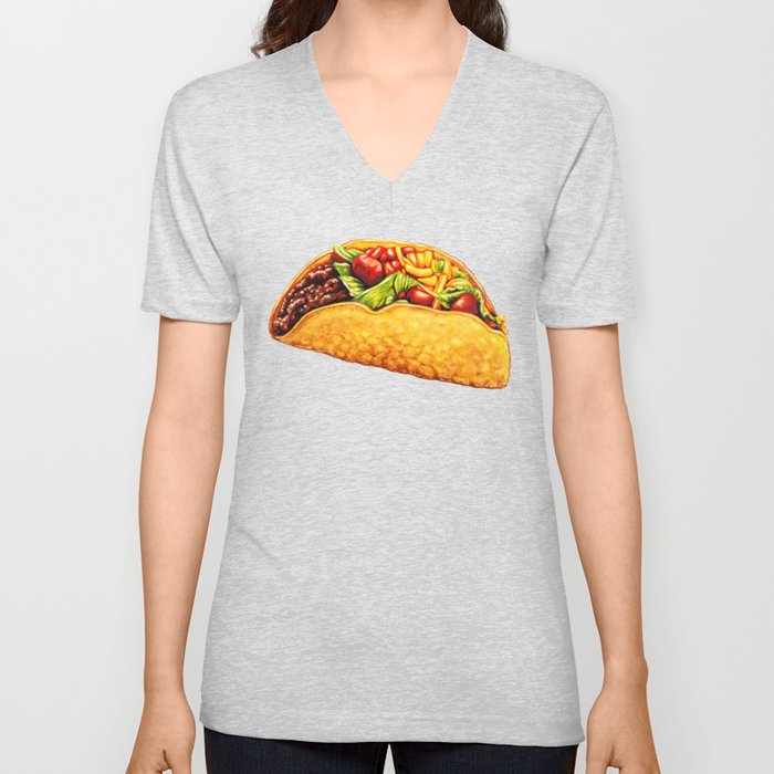 Taco Pattern V Neck T Shirt