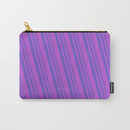 [ Thumbnail: Slate Blue & Orchid Colored Striped Pattern Carry-All Pouch ]