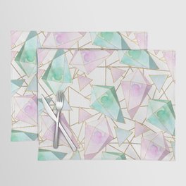 Geometric pink teal gold lavender watercolor shapes Placemat