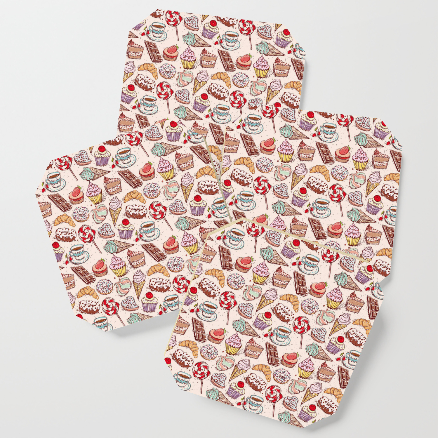 Hand Drawn Confectionery Croissant Cupcake Candy Ice Cream Cake