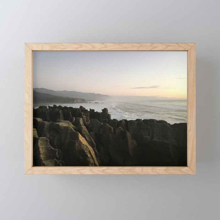 Rocky Sunset View (Punakaiki, New Zealand) Framed Mini Art Print