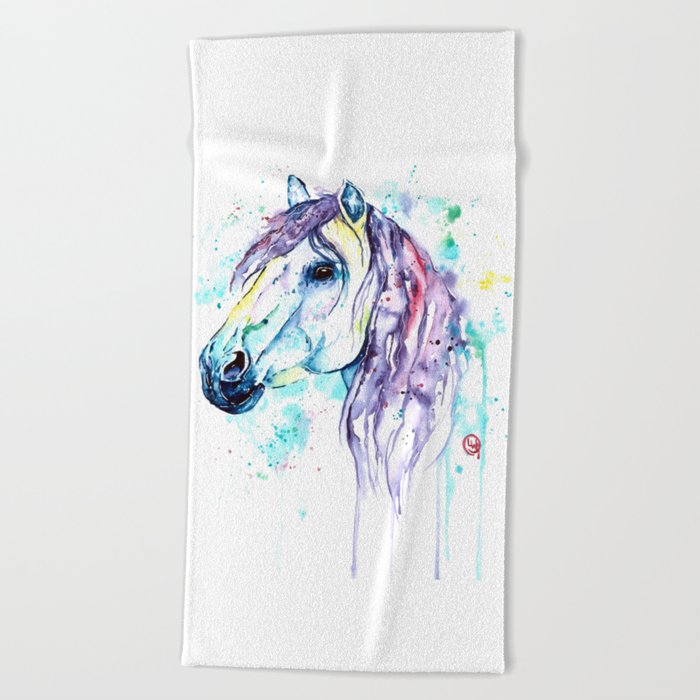 Pink and Purple Girly Horse Beach Towel