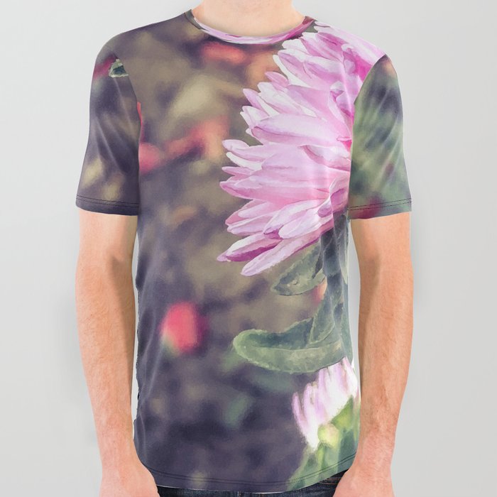 Pastel purple autumn Chrysanthemum All Over Graphic Tee