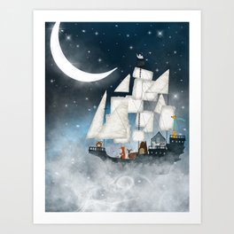 a nautical adventure (above the clouds) Art Print